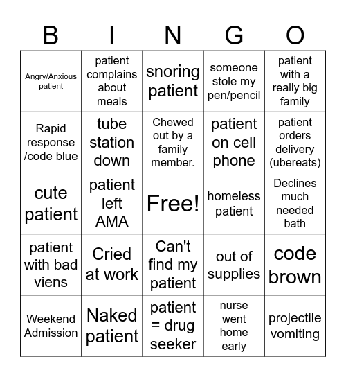H4N Nurse & CNA Bingo Card