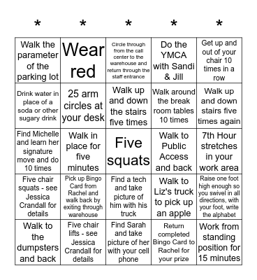 Women's Health Bingo Card