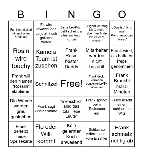 Ultimatives Franks Rosin Bingo Card