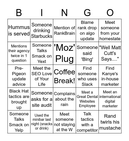 MozCon Local Bingo Card