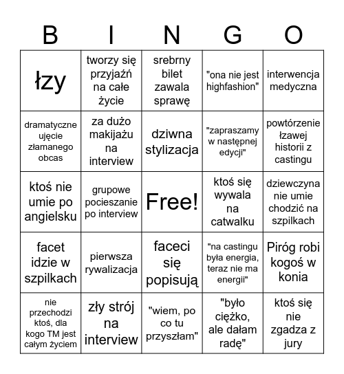 Boot Camp Bingo Card