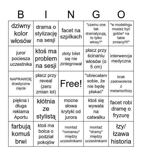 Metamorfozy Bingo Card