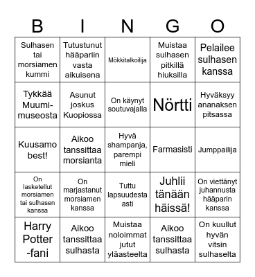 Löydä häävieras! Bingo Card
