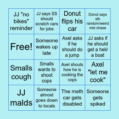 ~ Seaside meth run ~ Bingo Card