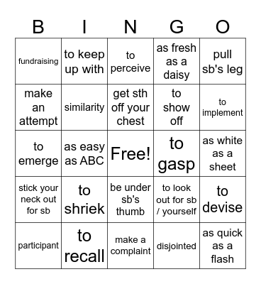Gateway B2+. Units 1-3 Bingo Card