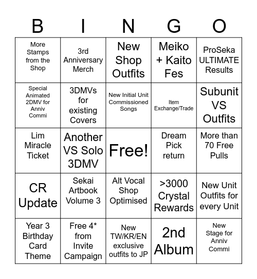 DX Bingo Card