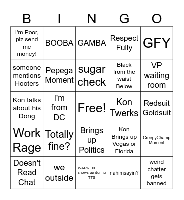 GenghisKon83 IRL Bingo Card