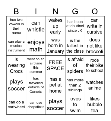 FIND SOMEONE WHO... Bingo Card