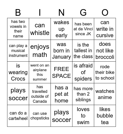 FIND SOMEONE WHO... Bingo Card