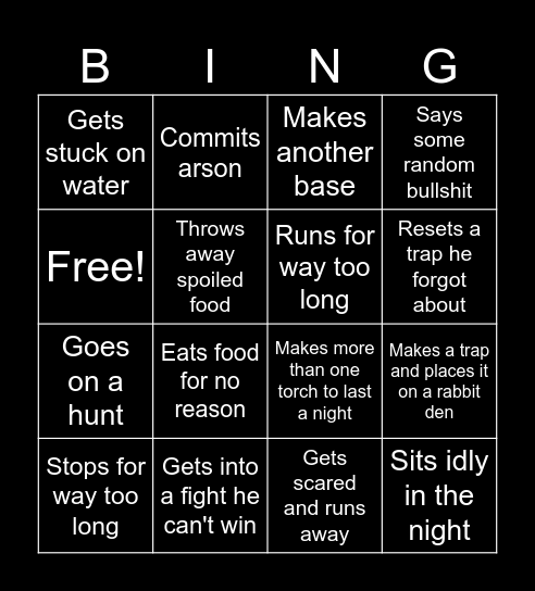 Don't Starve Robot Bingo Card