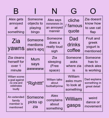 Family bingo (bingo with family members) Bingo Card
