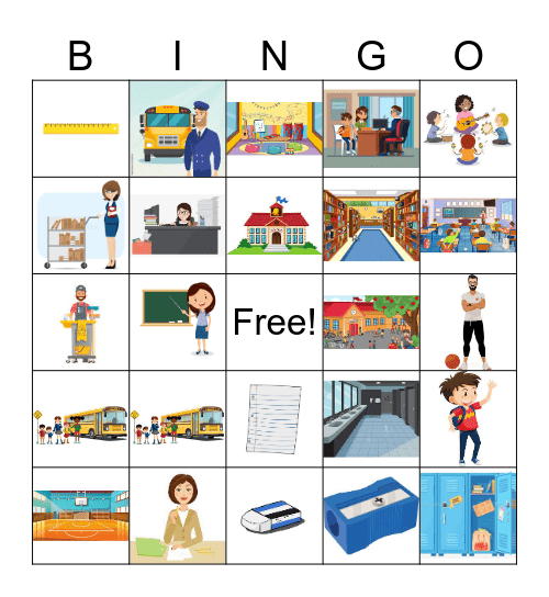 School Vocabulary Bingo Card