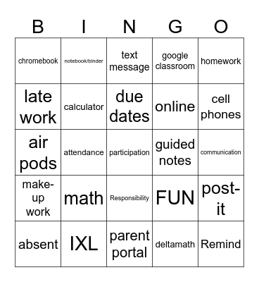 Algebra 2 CP BINGO Card