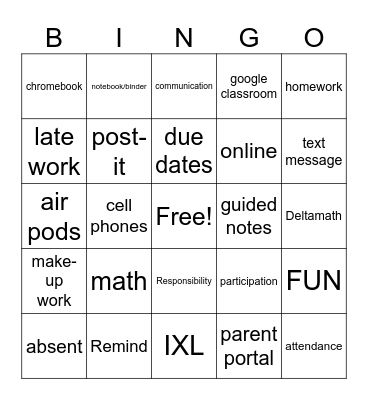 Algebra 2 BINGO Card