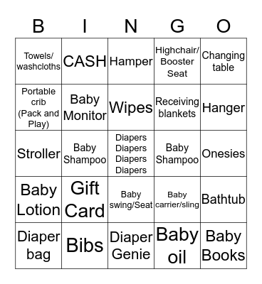 Mclean Baby Shower  Bingo Card