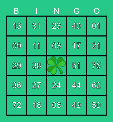 Sacred Heart Bingo Night Bingo Card