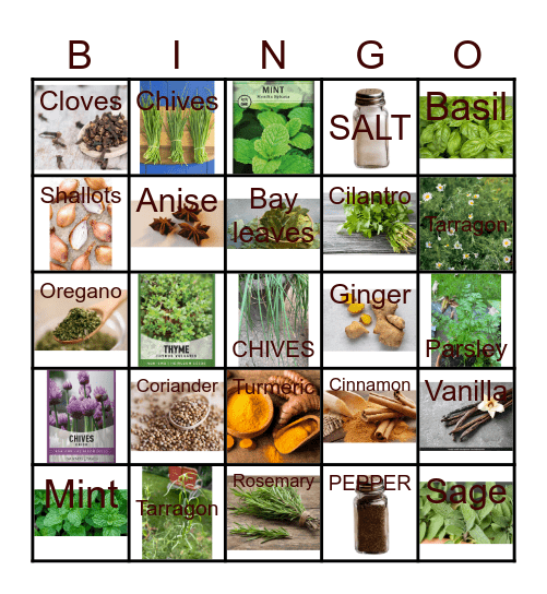 Herbs and Spices Bingo Card