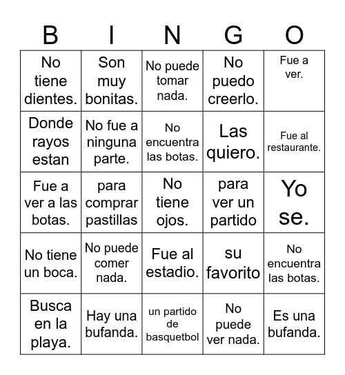 Billy la Bufanda 1 Bingo Card