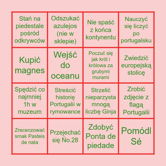 Incrível Portugal Bingo Card