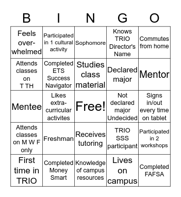 TRIO Bingo Card