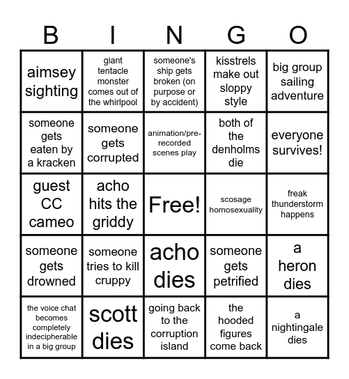 Pirates SMP 9/3/2023 Bingo Card