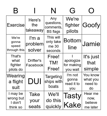 OG Call Bingo Card
