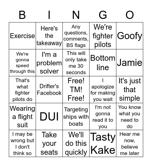 OG Call Bingo Card