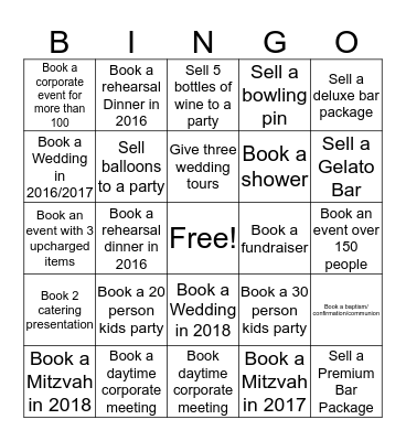 Events Bingo Card