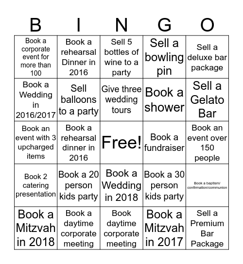 Events Bingo Card