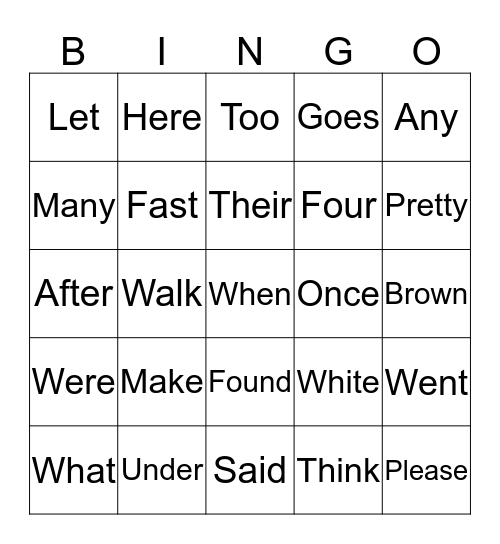 Kaylee Bingo Card