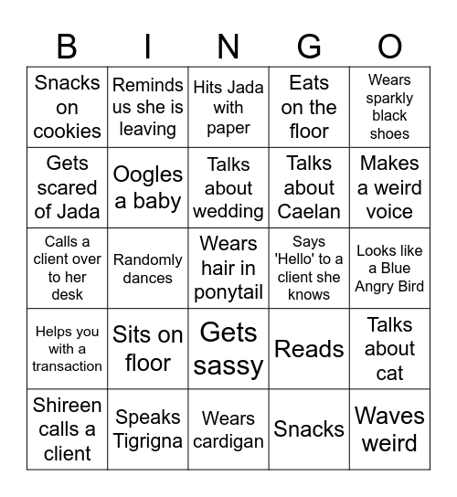 Shireen Bingo Card