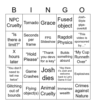 Let’s Game It Out Bingo Card