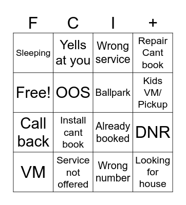 Call Bingo Card