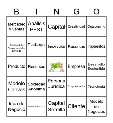 Emprendimiento e Innovacion Bingo Card