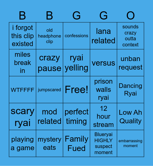 Blueryai Clips Bingo Card