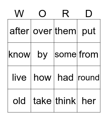 Ms. Wilson & Mrs. LeClair's Word Bingo Card