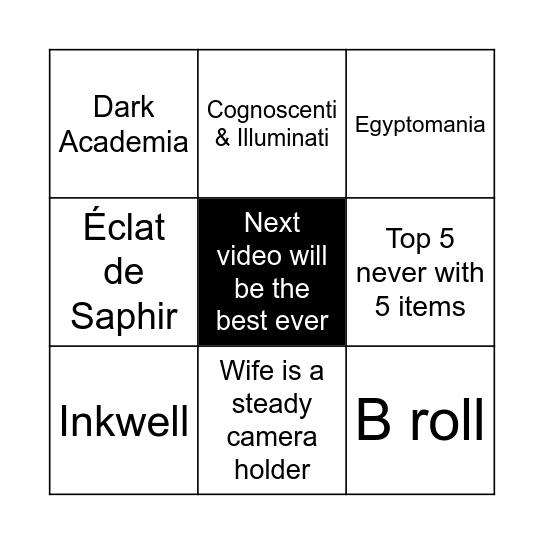 Hemingway Jones Bingo Card