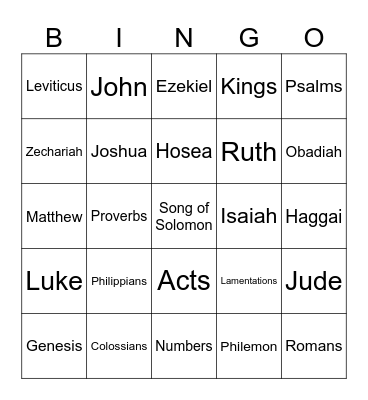 Bible Bingo Card