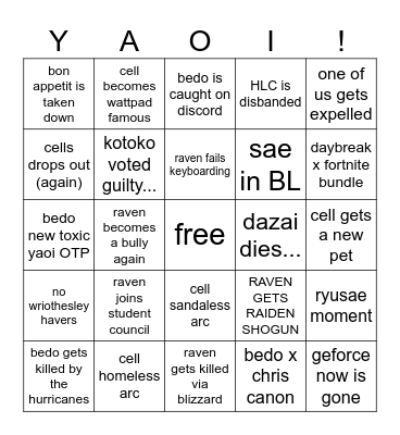 DINGLEBUTTS Bingo Card