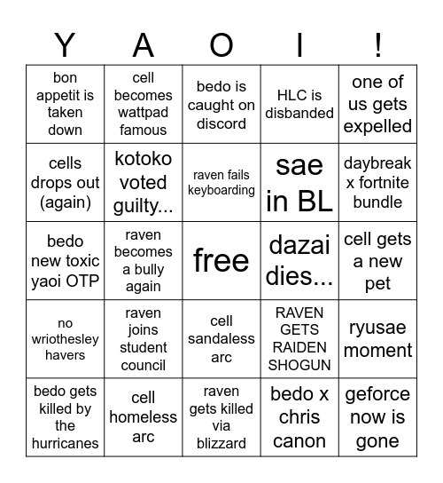 DINGLEBUTTS Bingo Card