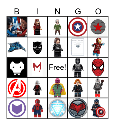 Captain America: Civil War Bingo Card