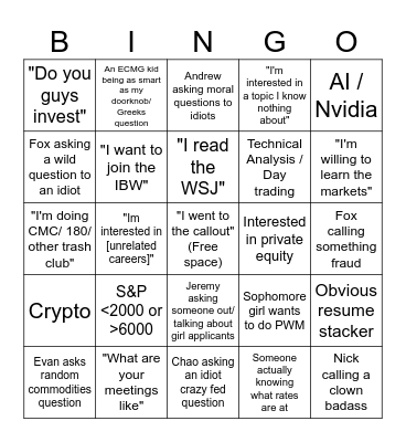 PMC Bingo Card