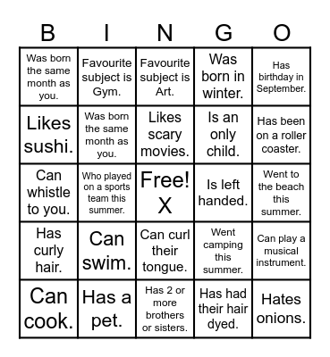 Find and Meet Someone Who... Bingo Card