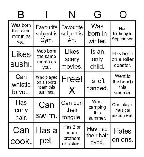 Find and Meet Someone Who... Bingo Card