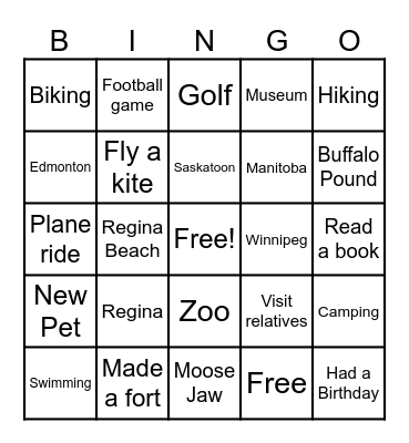 Bingo   Vacation Bingo Card