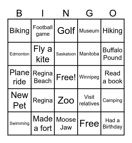 Bingo   Vacation Bingo Card