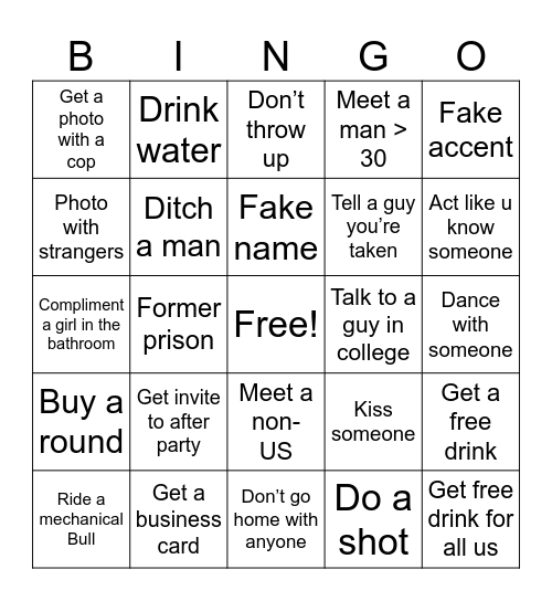 Ho Night San Diego Bingo Card