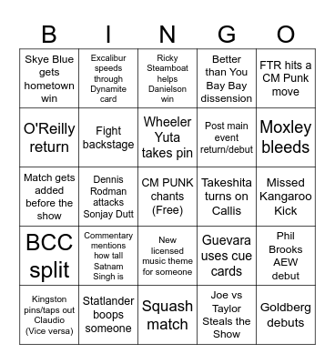 All Out Bingo Card