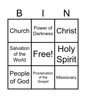 Holy Bingo Card