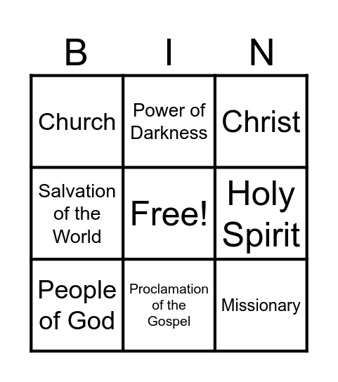 Holy Bingo Card